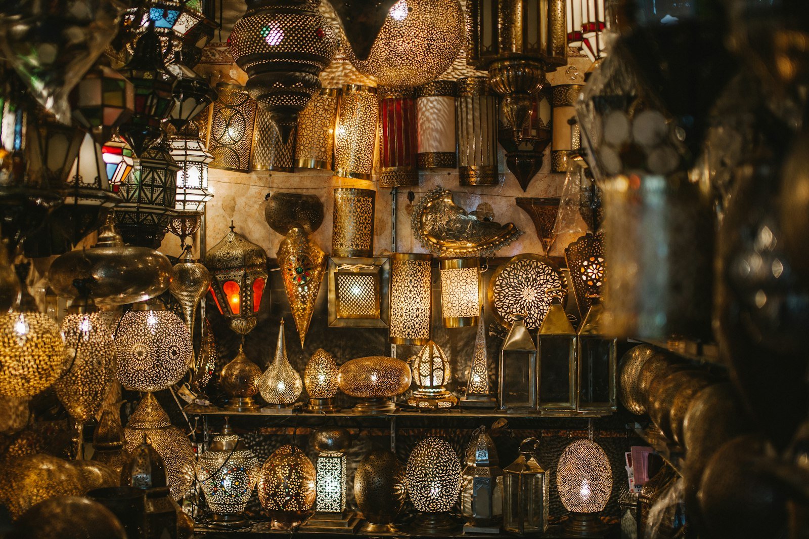 Lanterns in a souk of Marrakech